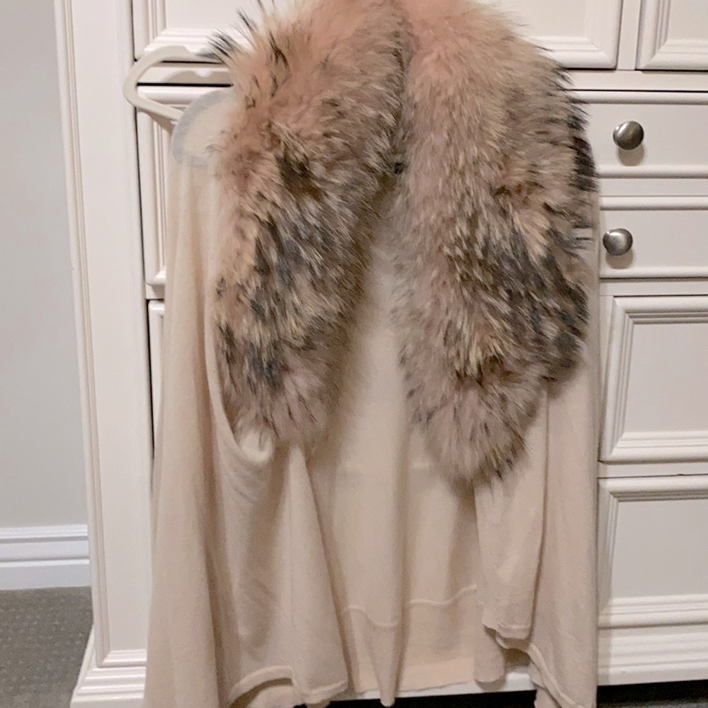 Alice and Olivia Fur Neck Cardigan